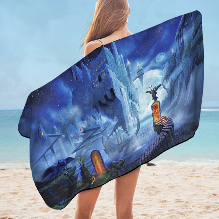 Fantasy Microfibre Beach Towels Dreamscape Nerostrios City