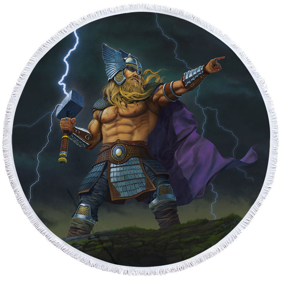 Fantasy Mythology Art God of Thunder Thor Boys Beach Towels
