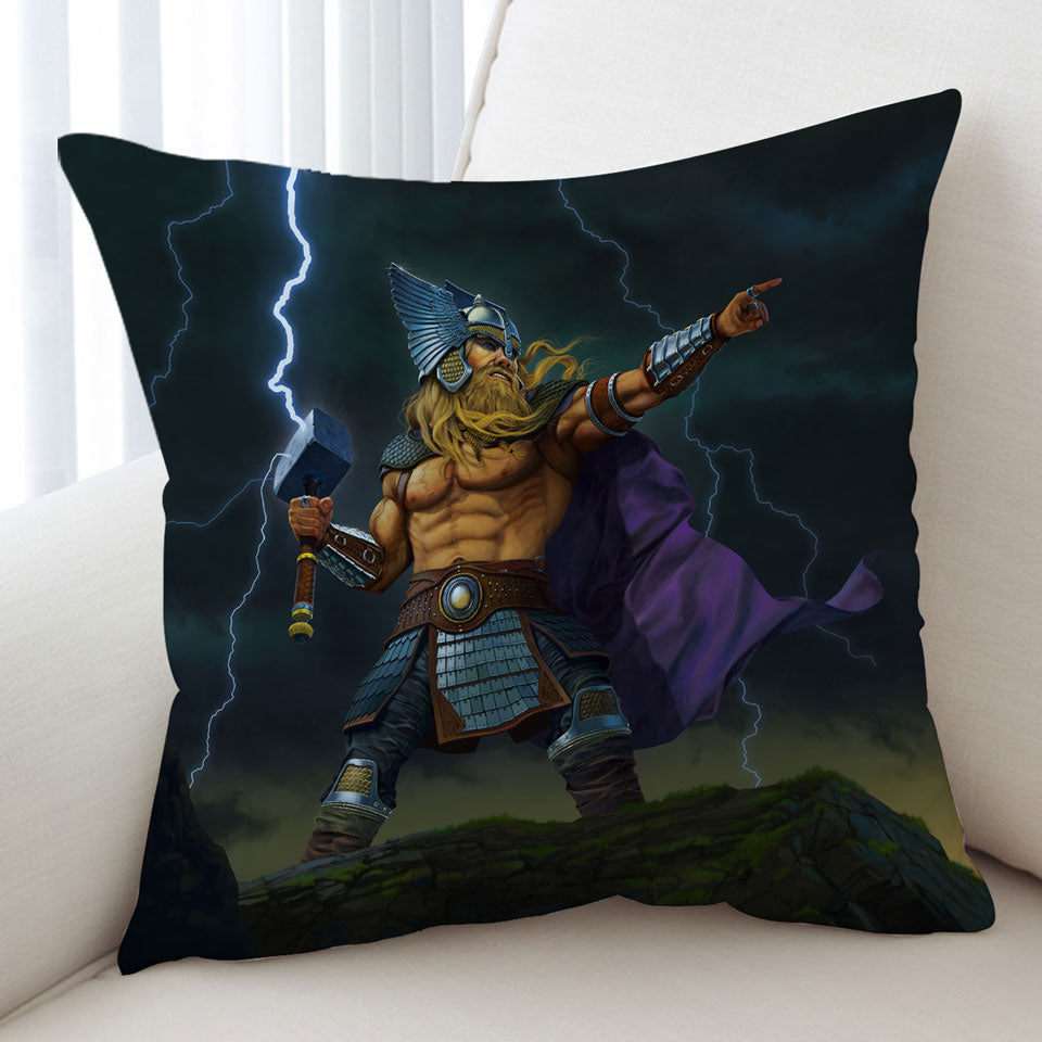 Fantasy Mythology Art God of Thunder Thor Cushion Cover