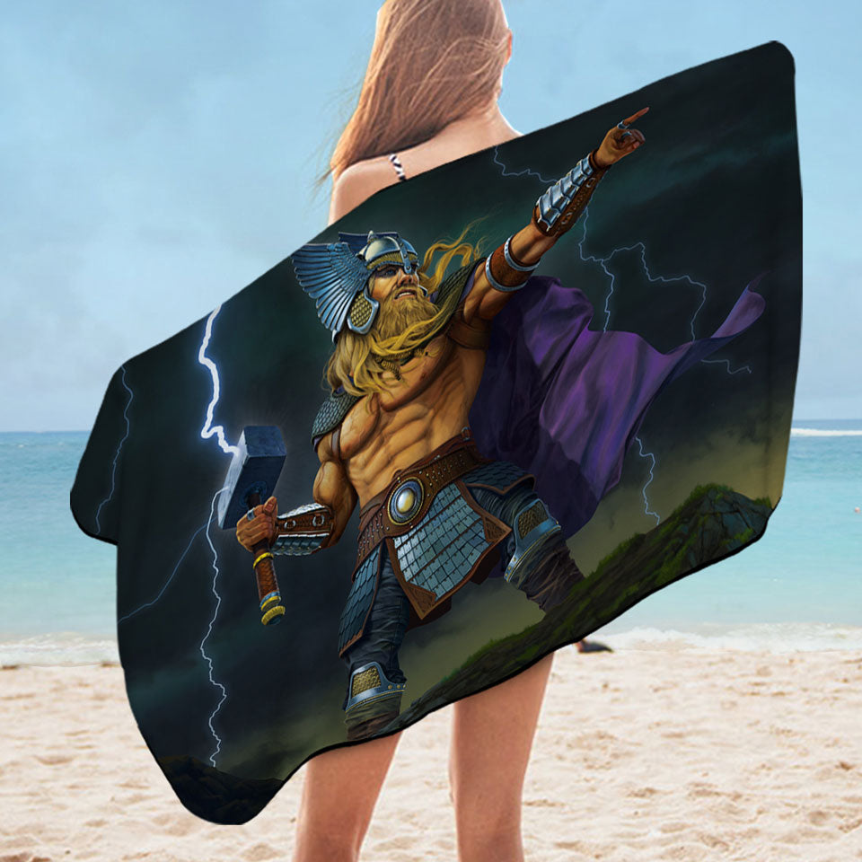 Fantasy Mythology Art God of Thunder Thor Pool Towels