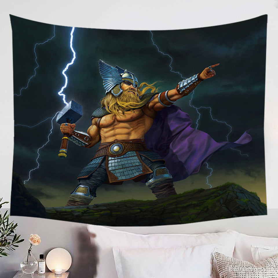 Fantasy-Mythology-Wall-Decor-Art-God-of-Thunder-Thor-Tapestry