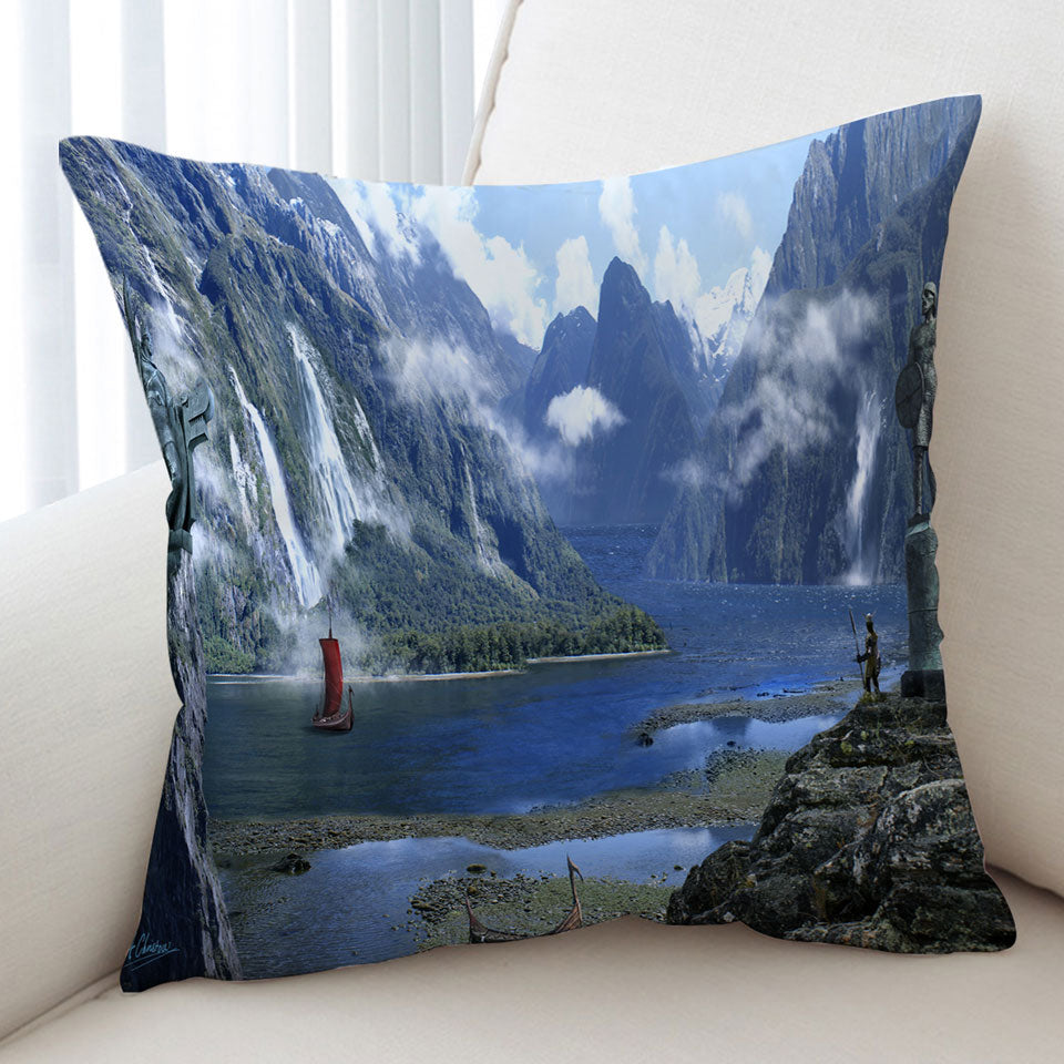 Fantasy Nature Cushion Covers Artwork Viking Fjord