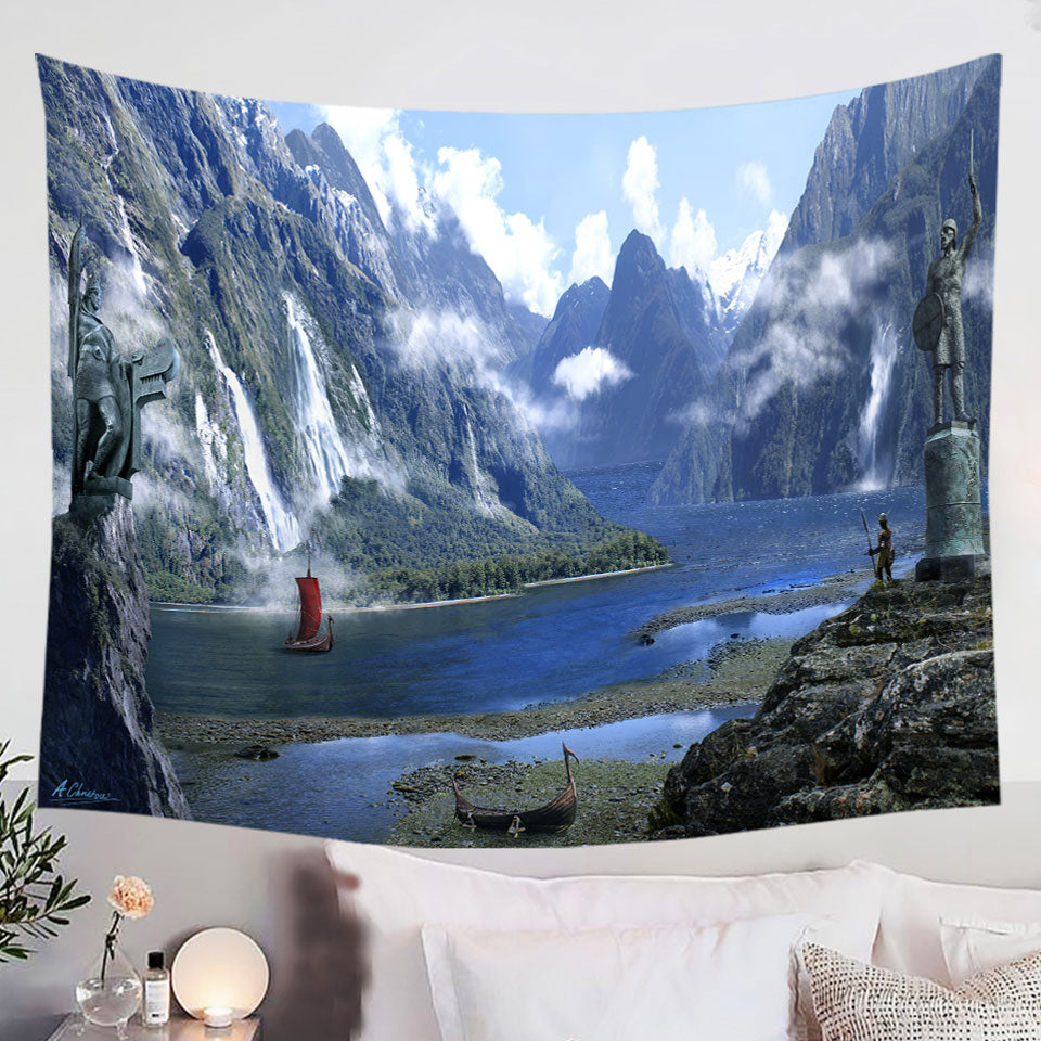 Fantasy-Nature-Tapestry-Wall-Decor-Artwork-Viking-Fjord
