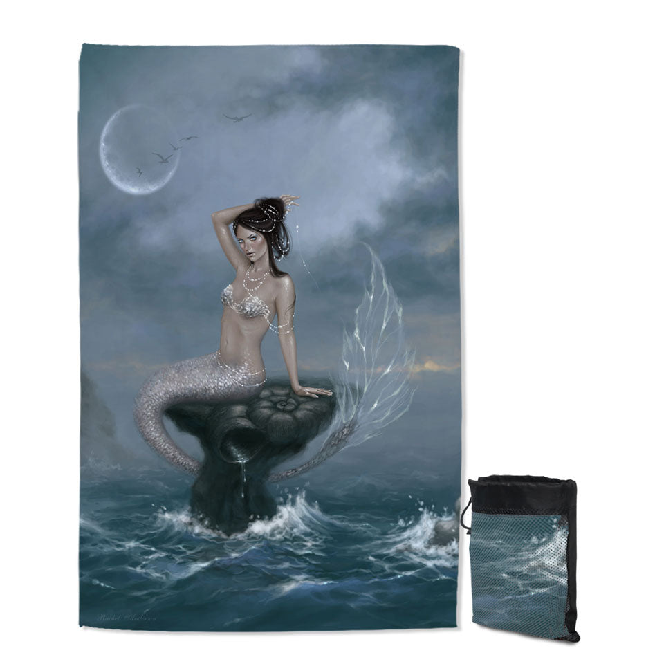 Fantasy Ocean Art the Beautiful Mermaid Swims Towel