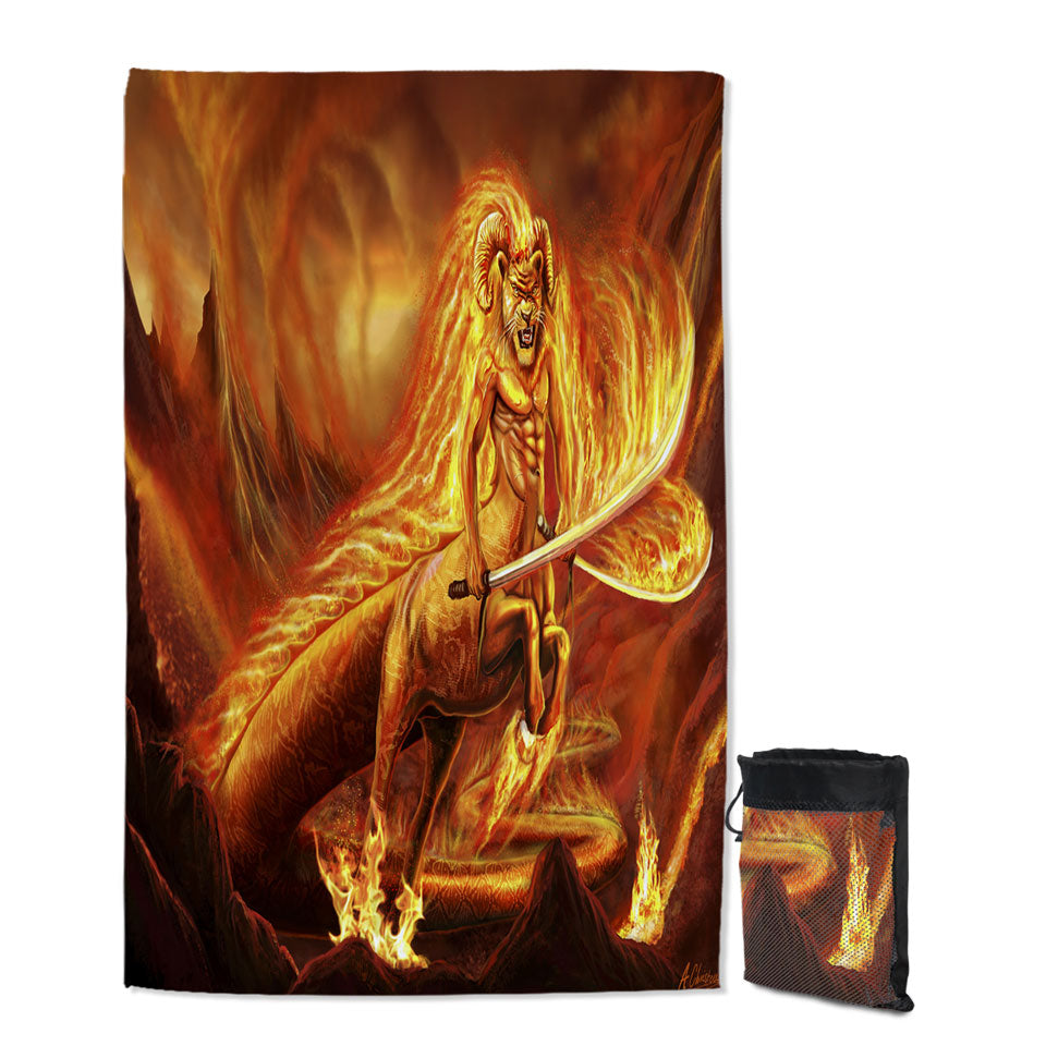 Fantasy Quick Dry Beach Towel Art Creature of Fire