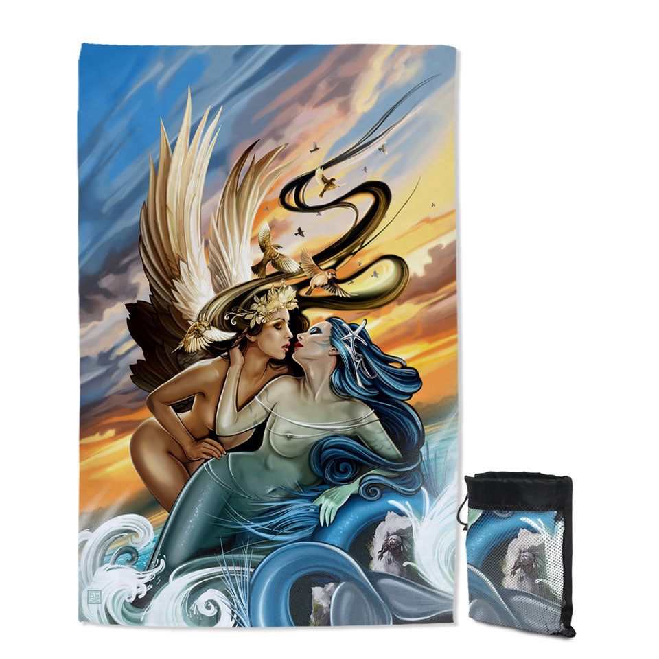 Fantasy Sexy Art Microfiber Towels For Travel Where the Sea Touches the Sky