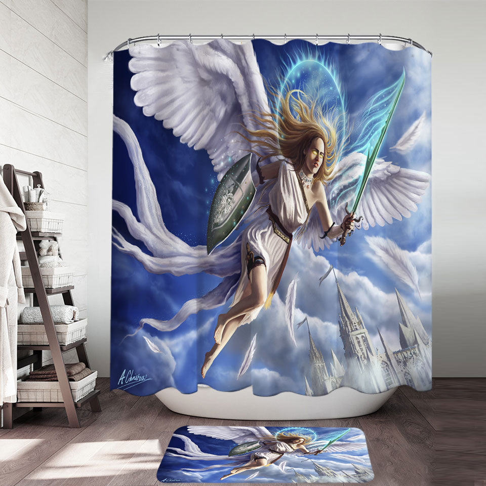 Fantasy Shower Curtains Art Archangels Charge