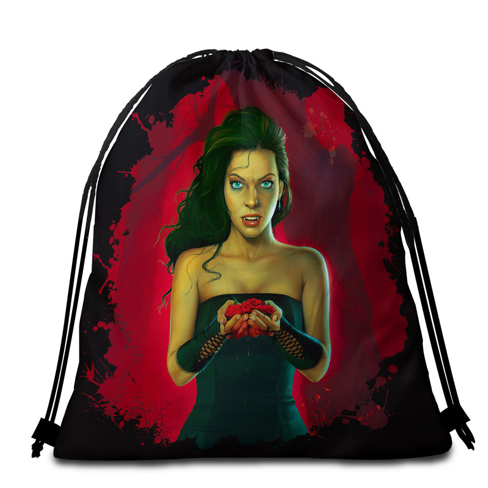 Fantasy Vampire Art Blood Roses Vampirette Beach Bags and Towels