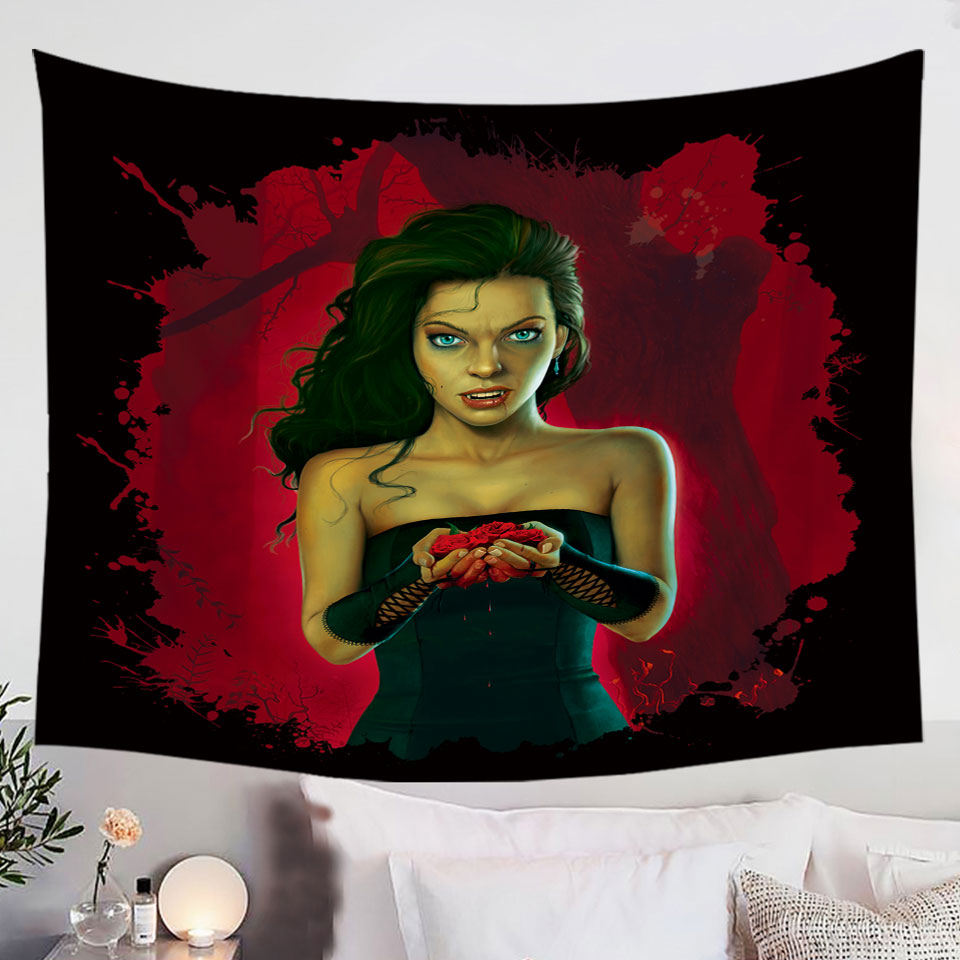 Fantasy-Vampire-Art-Blood-Roses-Vampirette-Tapestry-Wall-Decor