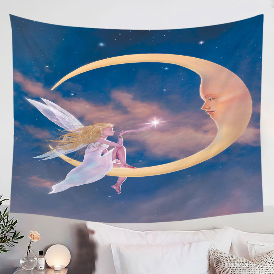 Fantasy-Wall-Decor-Art-Star-Kiss-Moon-and-Fairy-Tapestry