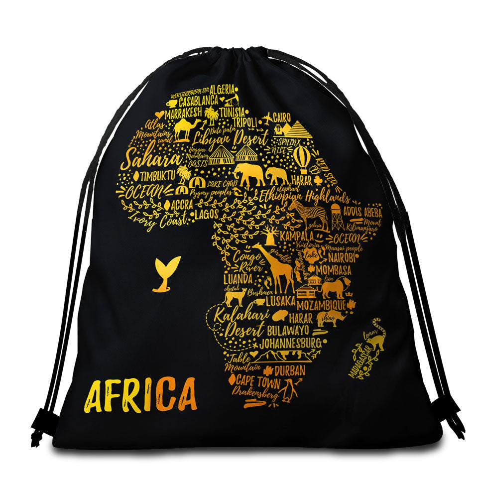 Fascinating Africa The African Continent Packable Beach Towel