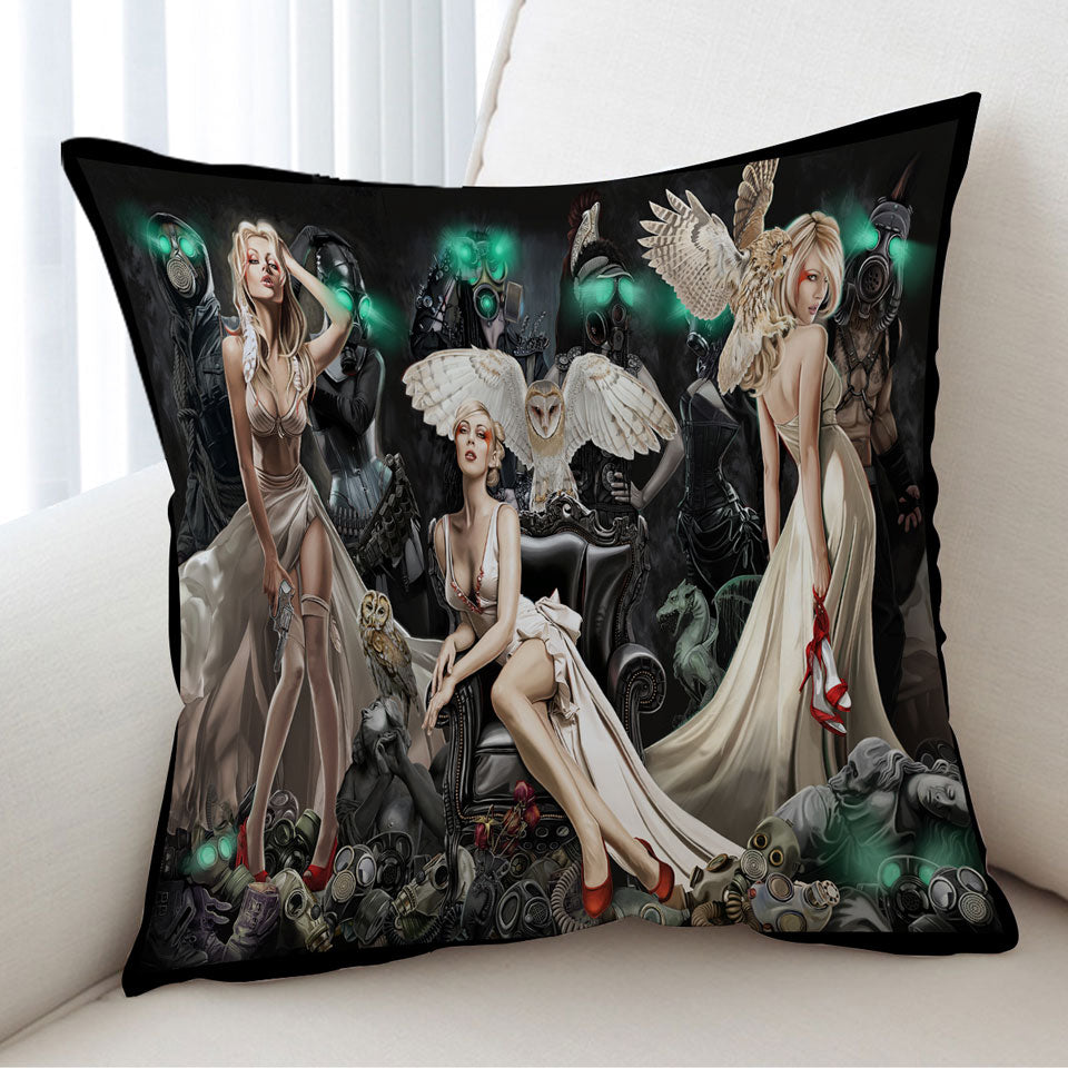 Fiction Art Decorative Cushions Trio Attractive Blond Women