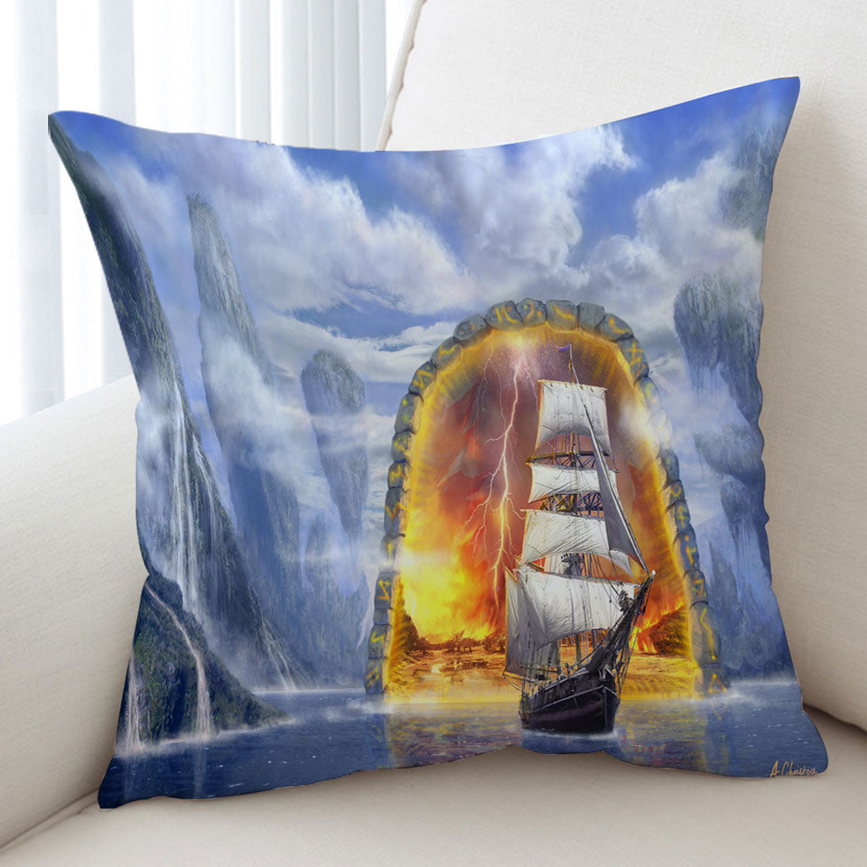 Fiction Art Ship Pillow Covers Fjord Portal