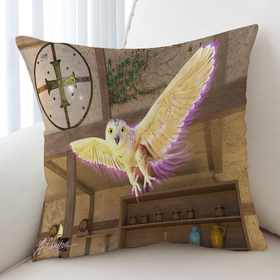 Fiction Artwork White Owl Cushion