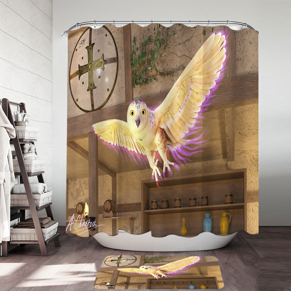 Fiction Artwork White Owl Shower Curtain