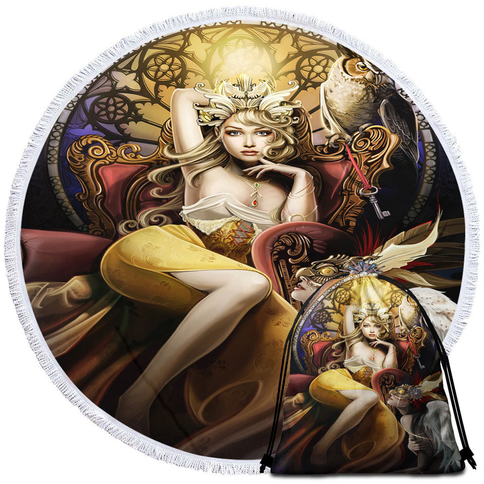 Fine Art Beautiful Girl the Fettered Queen Beach Towels On Sale