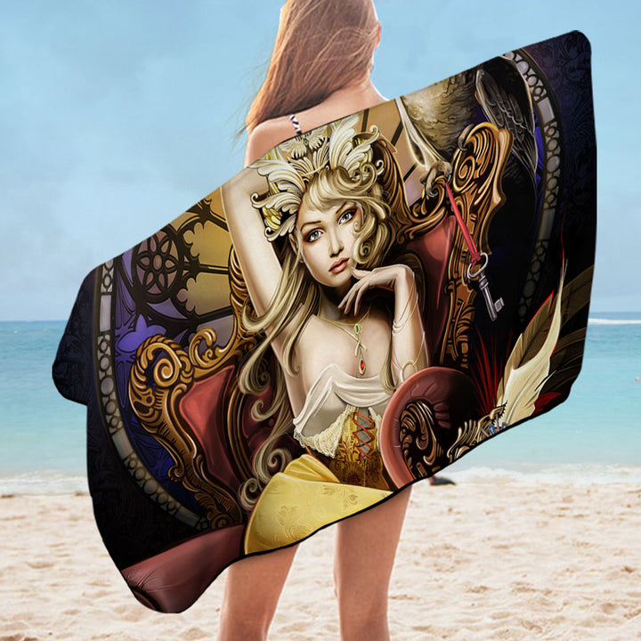 Fine Art Beautiful Girl the Fettered Queen Microfiber Beach Towel