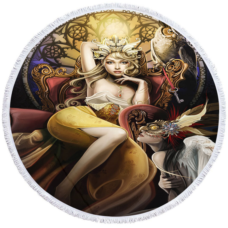 Fine Art Beautiful Girl the Fettered Queen Round Towel