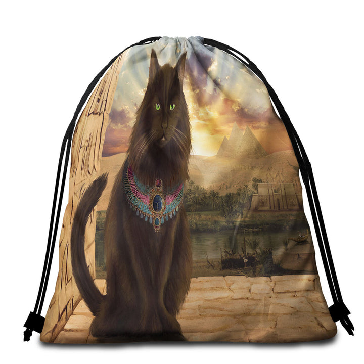 Fine Art Cat Prince in Egypt Unique Beach Towels and Bags Set
