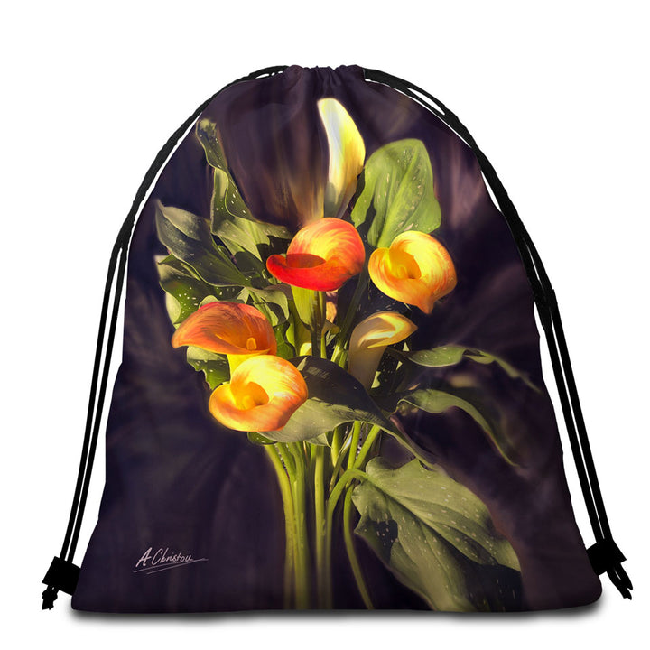 Fine Art Flower Bloom Orchid Beach Towel Bags