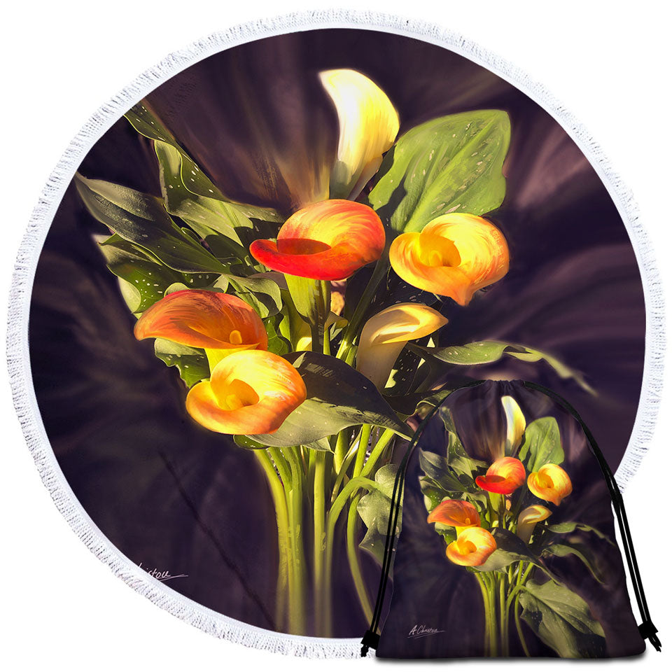 Fine Art Flower Bloom Orchid Round Beach Towel