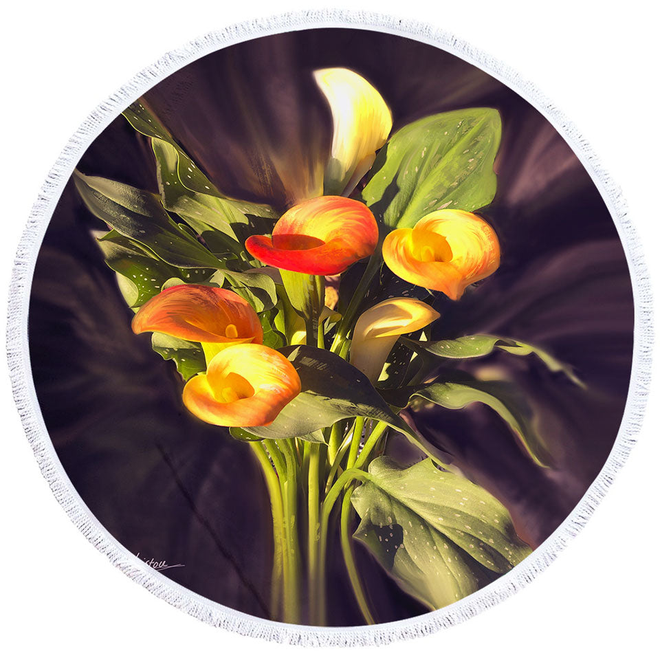 Fine Art Flower Round Beach Towel Bloom Orchid