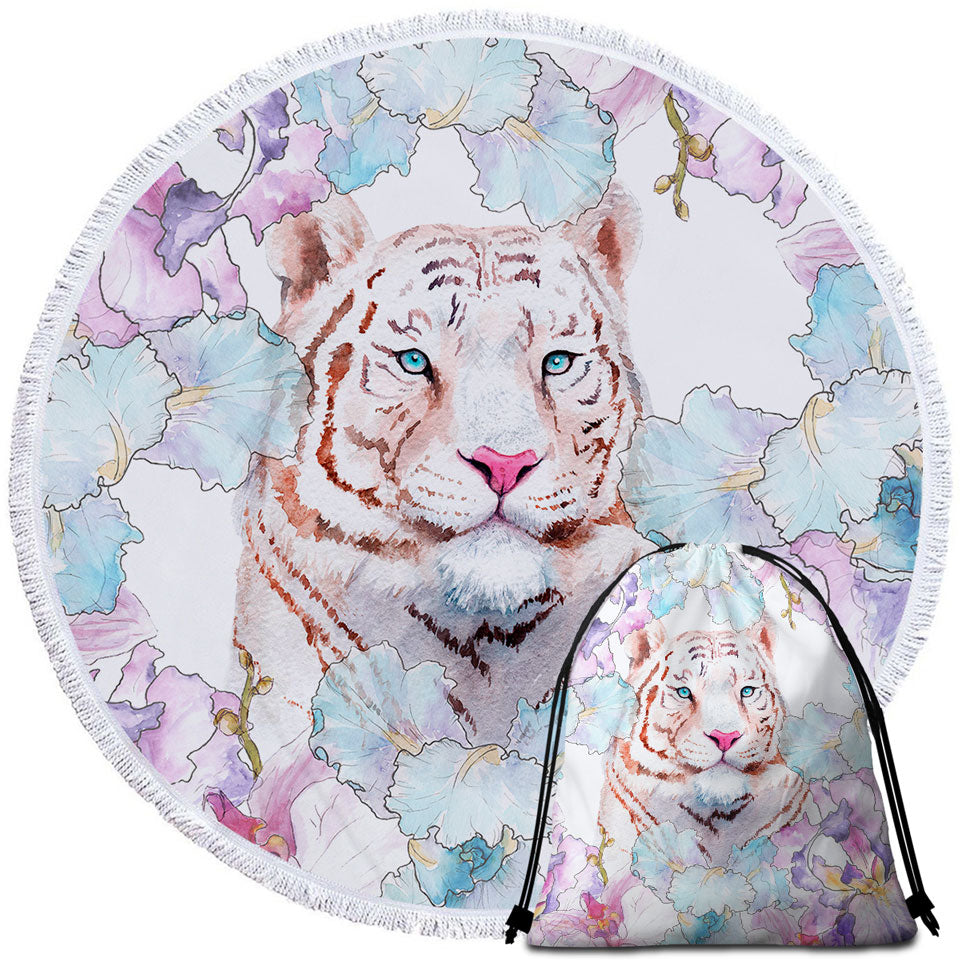 Fine Art Painting Tiger Microfiber Beach Towel and Beach Towel Bags