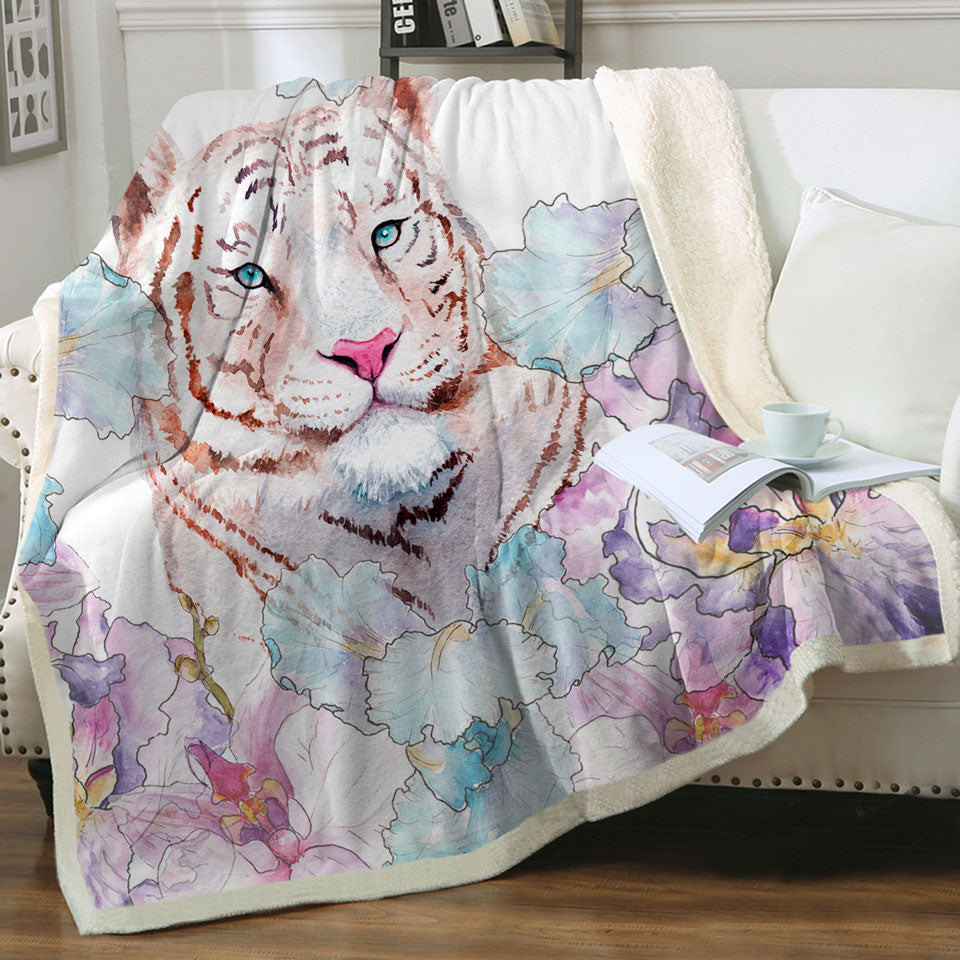Fine Art Painting Tiger Sherpa Blankets