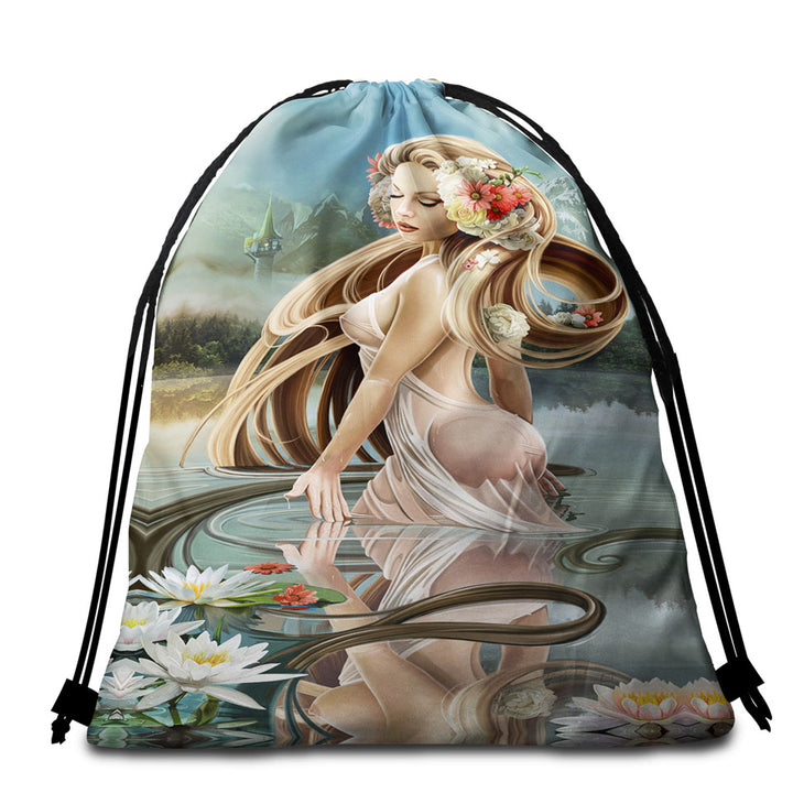 Fantasy Artwork the Dark Skies Fairy Beach Towel Bags