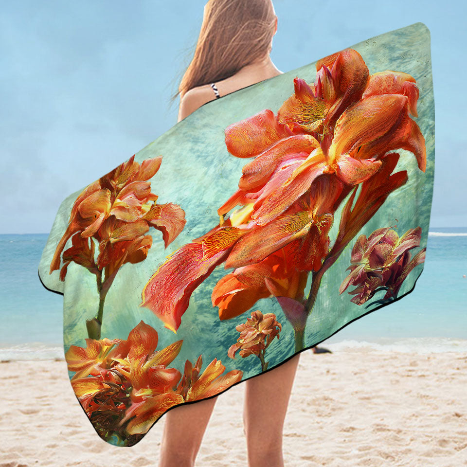 Fine Floral Microfiber Beach Towel Art Orchid Bouquet