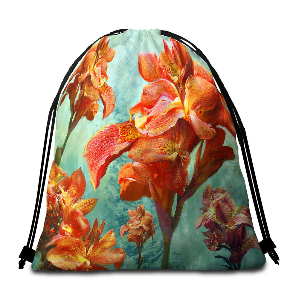 Fine Floral Packable Beach Towel Art Orchid Bouquet