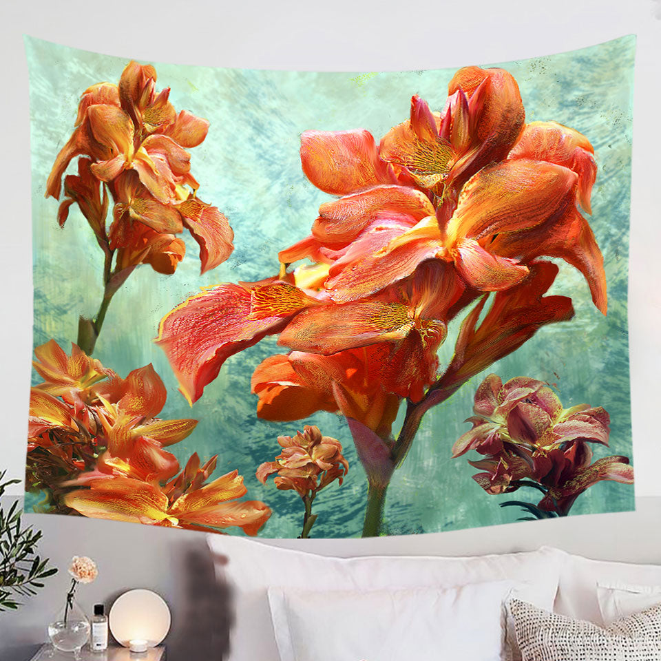 Fine-Floral-Wall-Decor-Art-Orchid-Bouquet-Tapestry