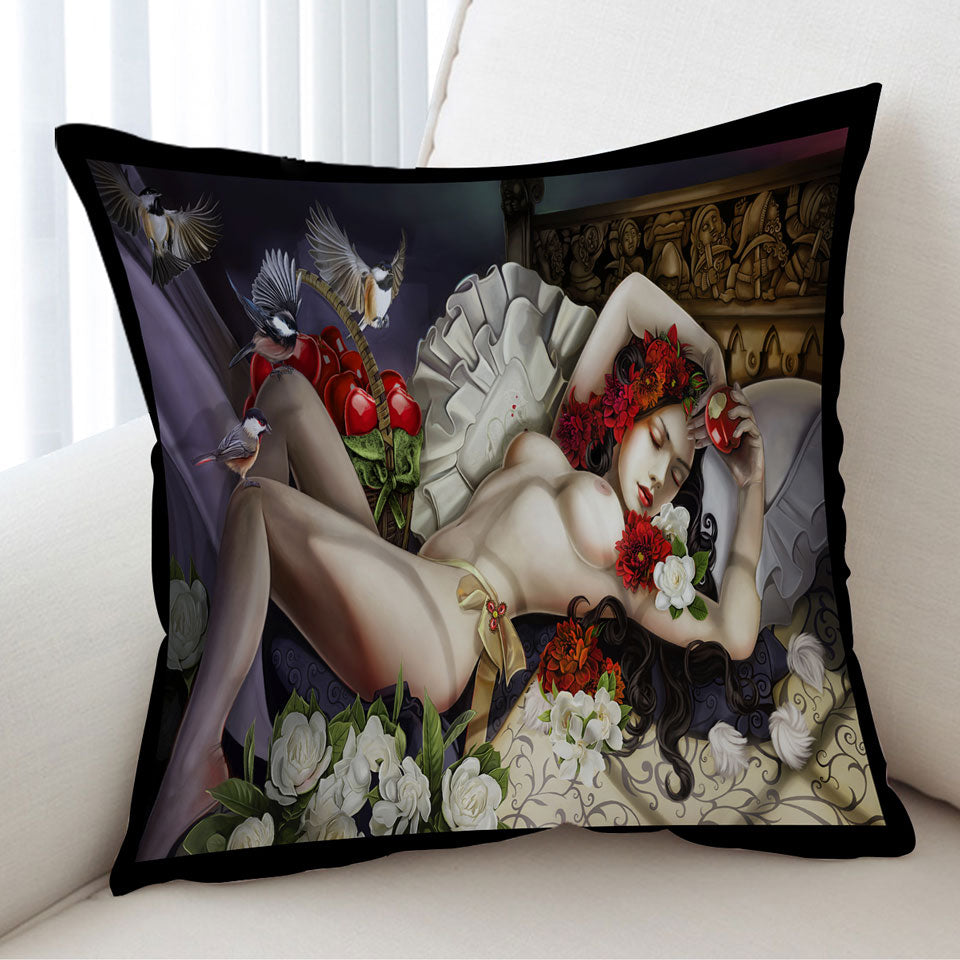 Fine Sexy Decorative Cushions Art Beautiful Woman the Fallen Snow