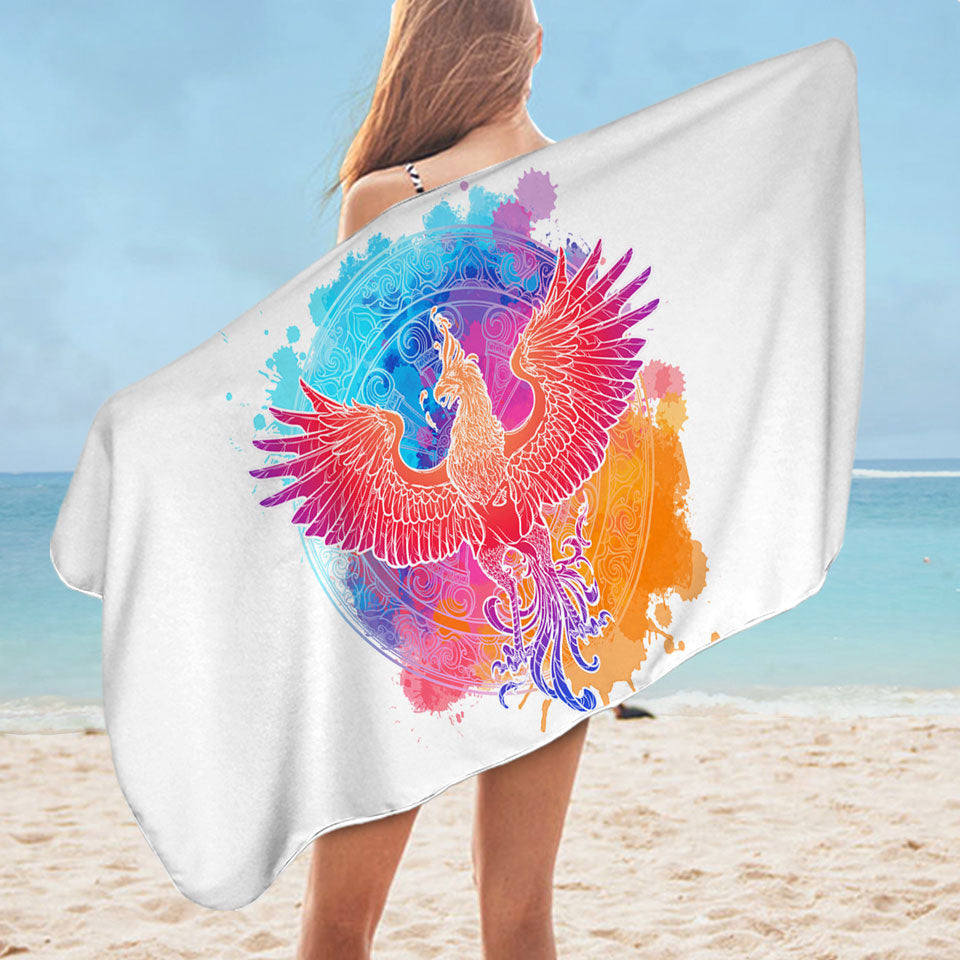 Fire Colors Eagle Unique Colored Beach Towel