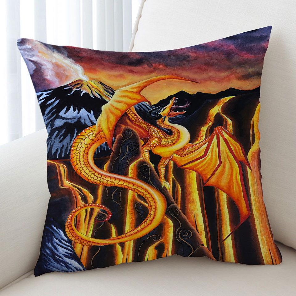 Fire Falls Fantasy Art Painting Decorative Cushions Dragon