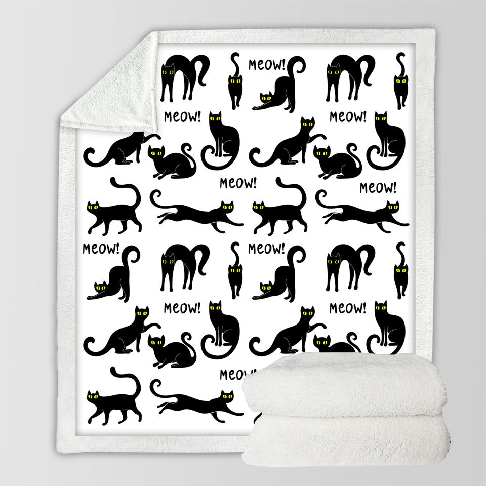 Fleece Blankets of Yellow Eyes Black Cats