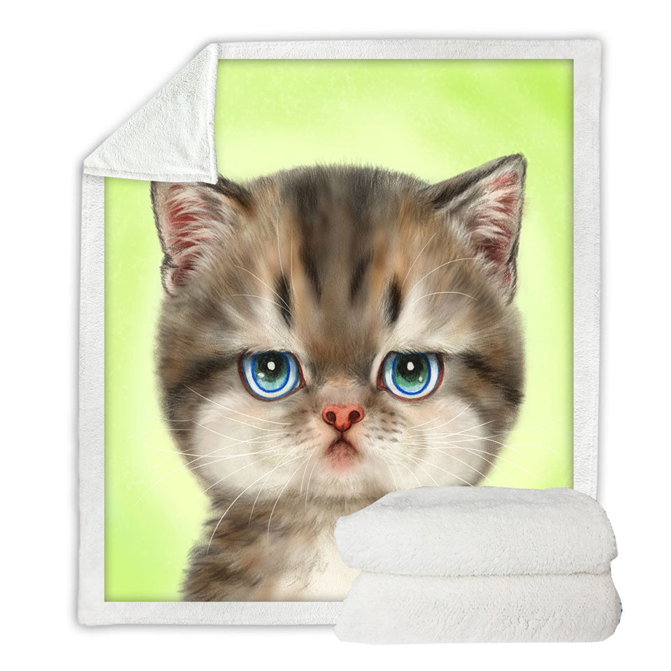 Fleece Blankets with Adorable Cats Displeased Puffy Kitten