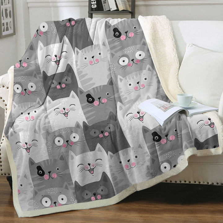 Fleece Blankets with Cute and Sweet Grey Cats