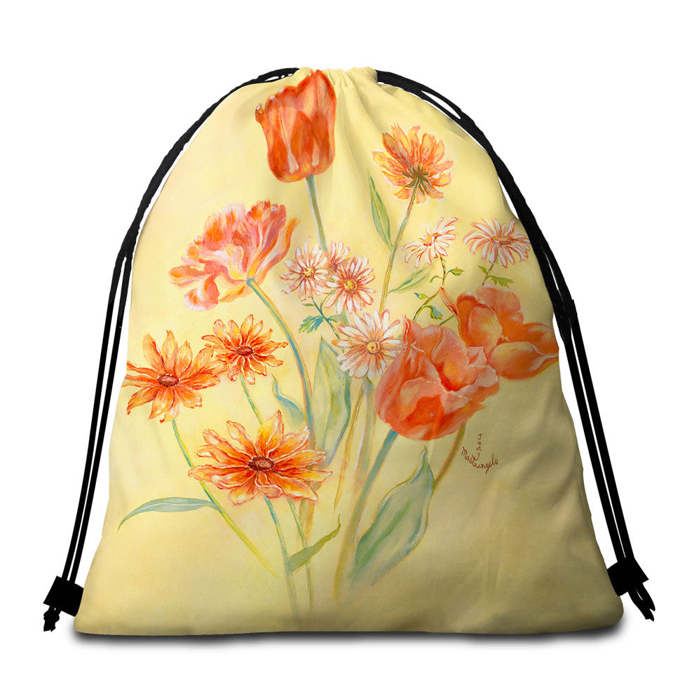 Floral Art Painting Tulips Beach Bags and Towels