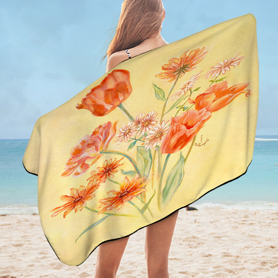 Floral Art Painting Tulips Pool Towels