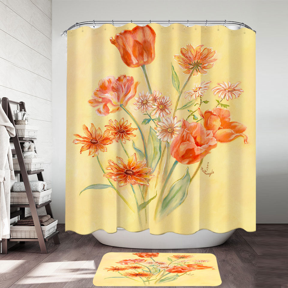 Floral Art Painting Tulips Shower Curtain