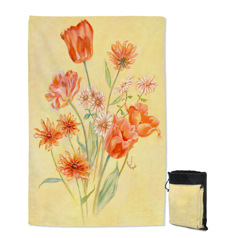 Floral Art Painting Tulips Swims Towel