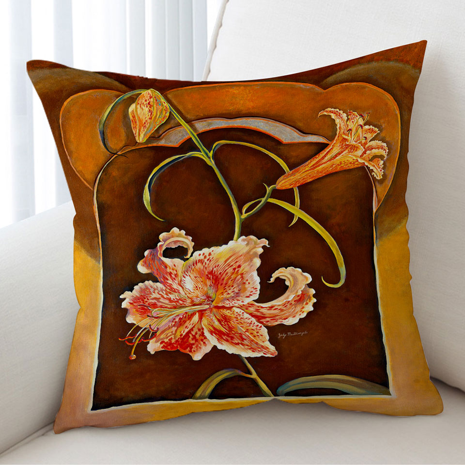 Floral Art Tiger Lilies Cushion Covers