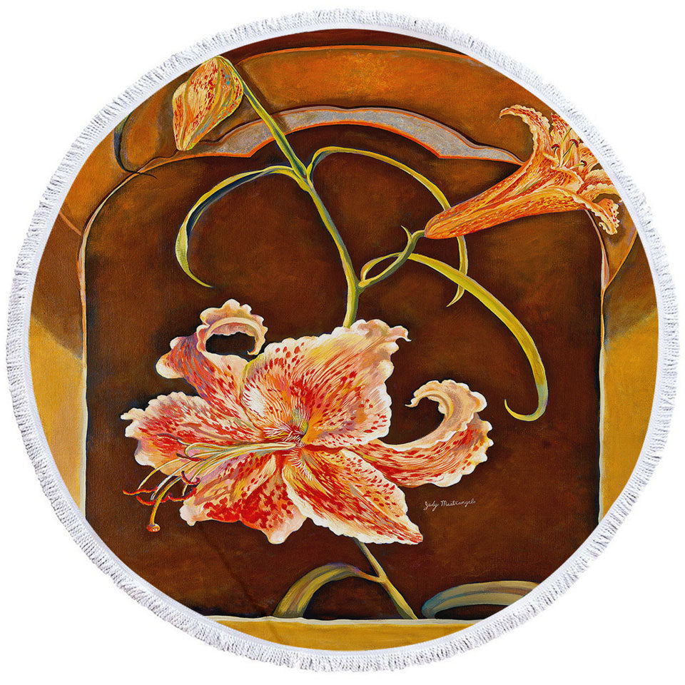 Floral Art Tiger Lilies Womens Beach Towel