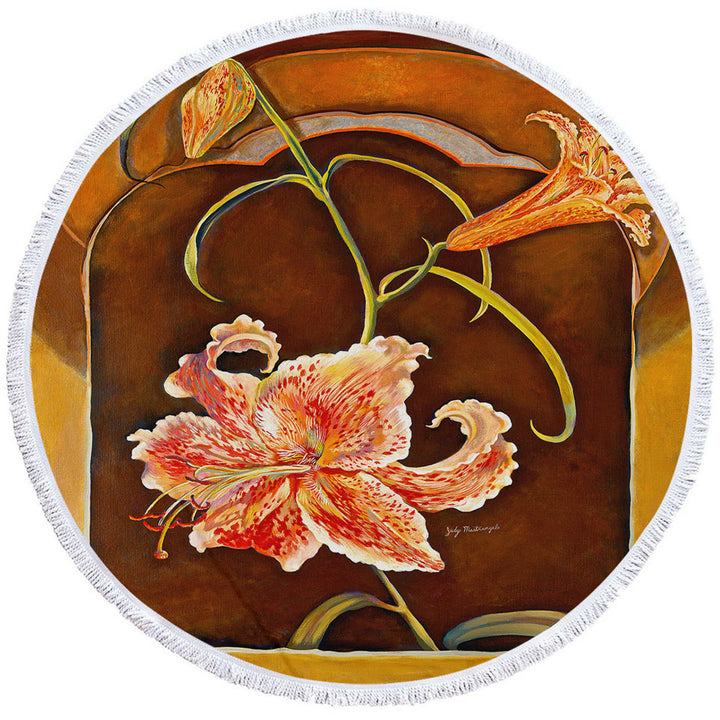 Floral Art Tiger Lilies Womens Beach Towel