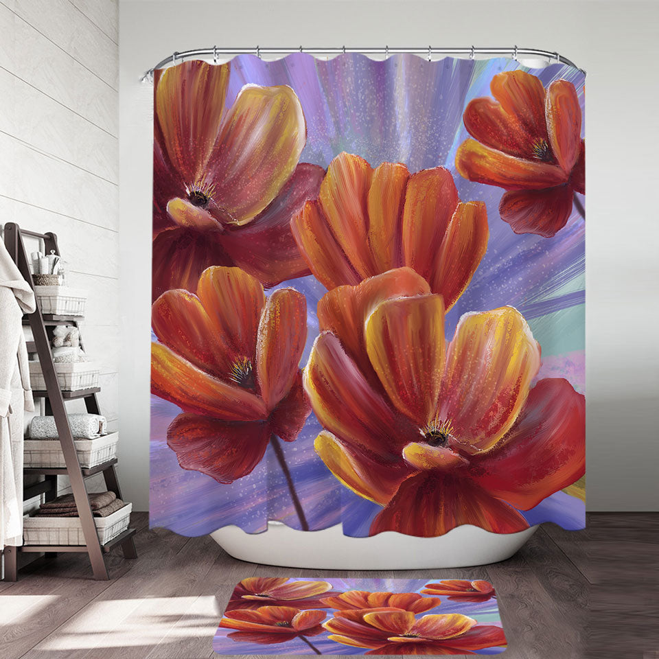 Floral Art the Bloom of the Poppy Shower Curtain