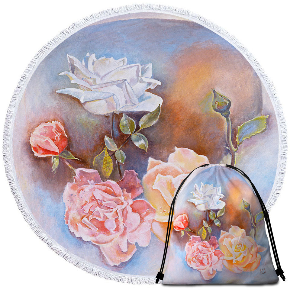 Floral Beach Towels Art Painting Beautiful Multi Colored Roses