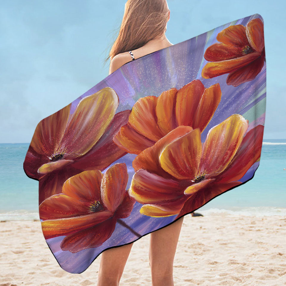 Floral Beach Towels Art the Bloom of the Poppy