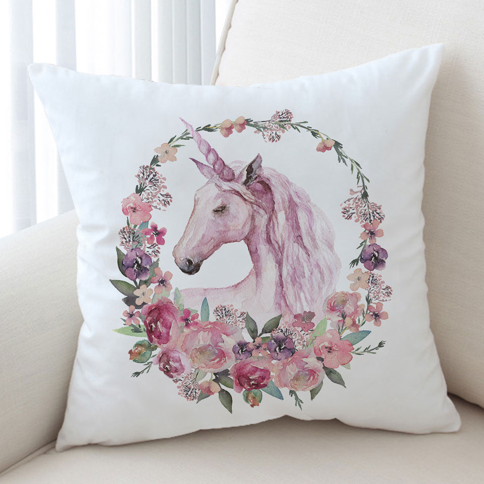Floral Circle Unicorn Girls Cushions