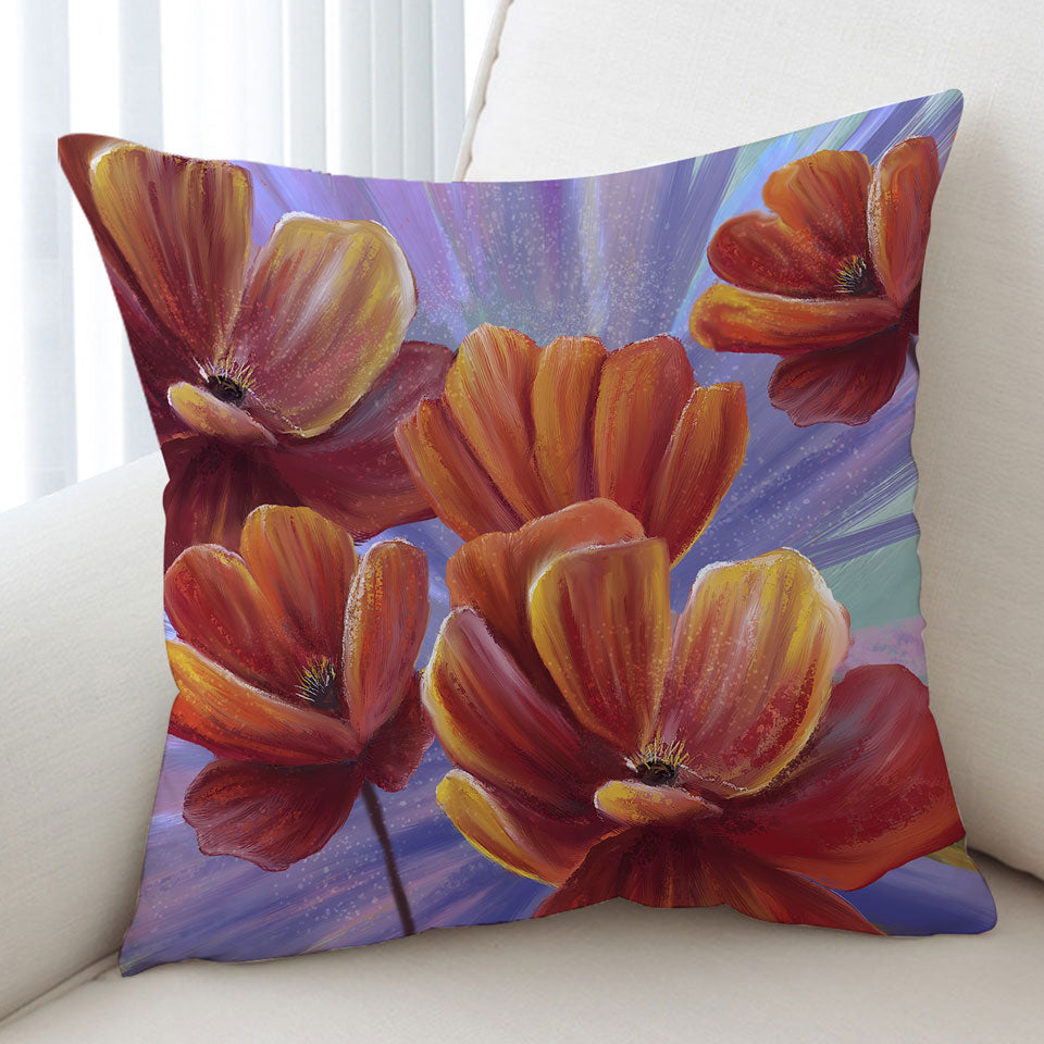 Floral Decorative Pillows Art the Bloom of the Poppy